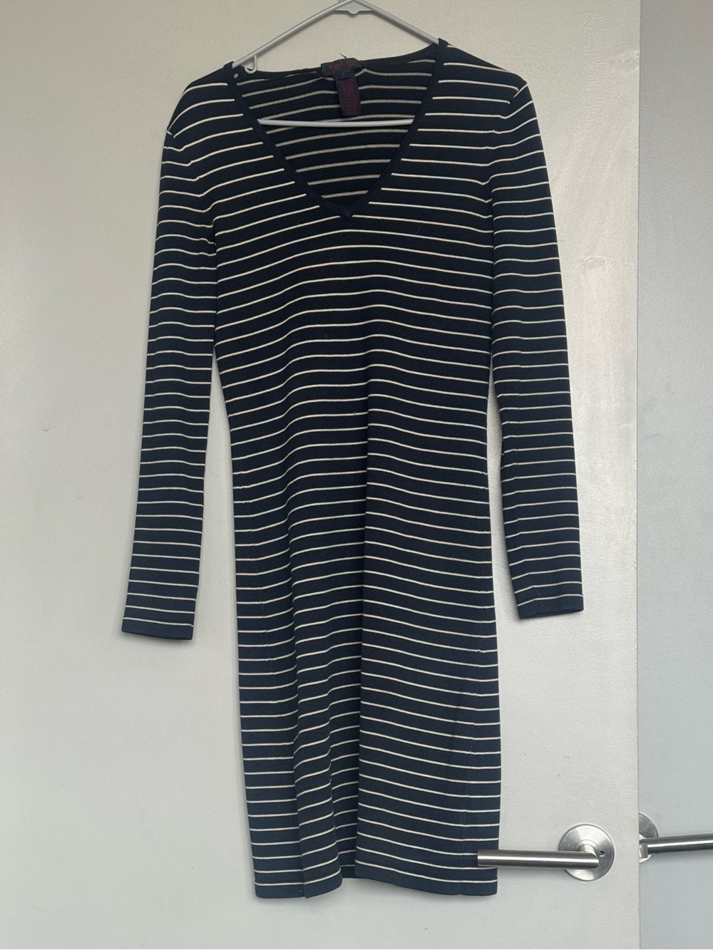 Ralph Ralph Lauren Navy Blue White Striped Long Sleeve Stretch Dress Small